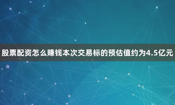 股票配资怎么赚钱本次交易标的预估值约为4.5亿元